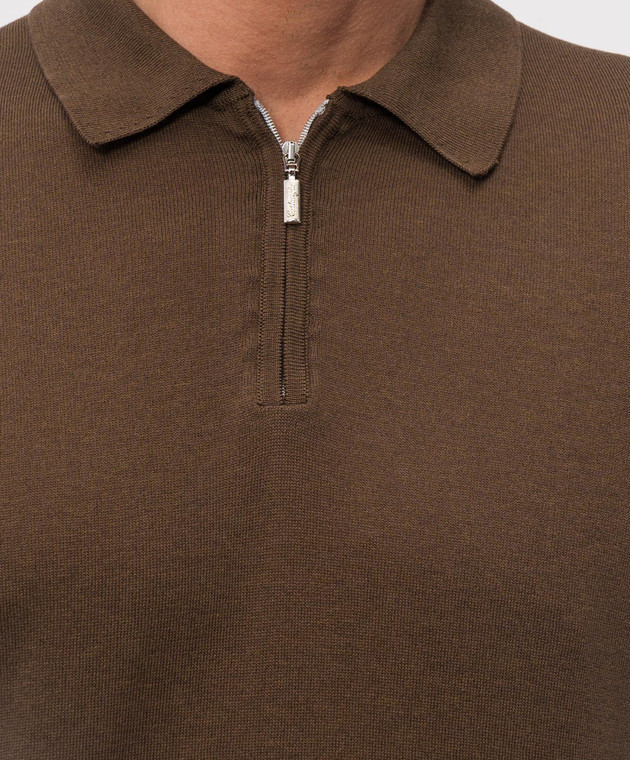 Castangia dal 1850 Коричневе поло з шовком DBPZ1S26 зображення 5