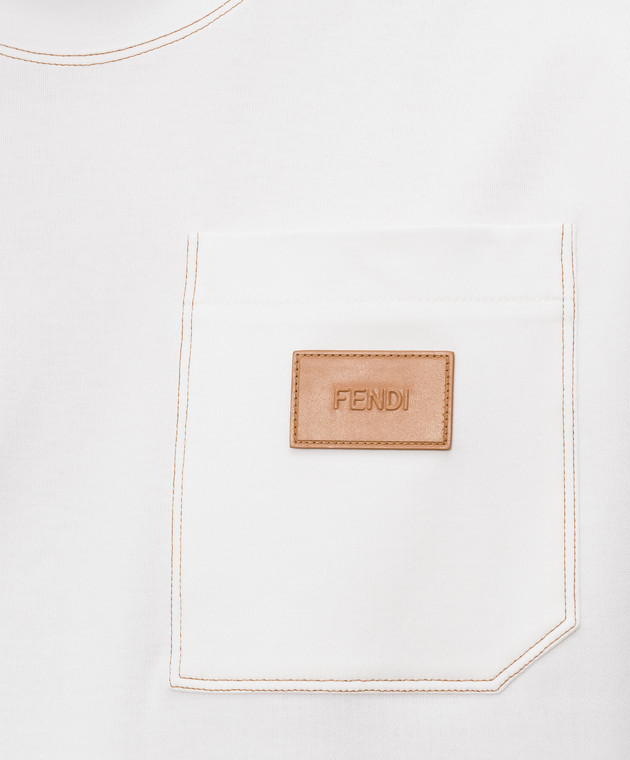 Fendi Футболка цвета айвори с нашивкой логотипа FY0936B05I изображение 5