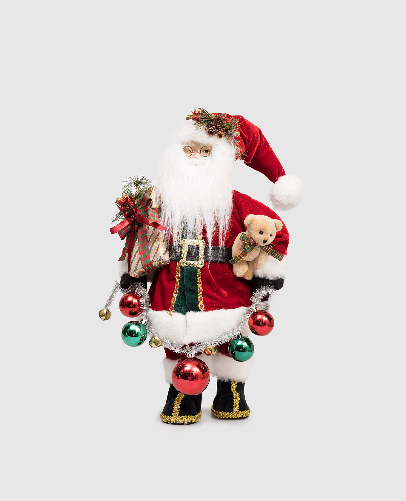 

Декоративная рождественская статуэтка Santa Claus with Teddy Bear, Красный, Декор