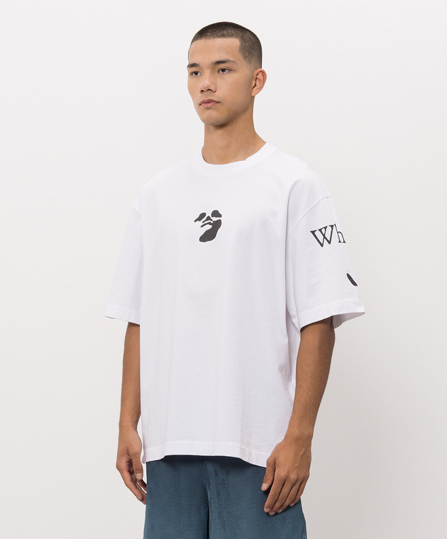 Off-White Белая футболка с брендовым принтом 44MAA120F26J004 изображение 3