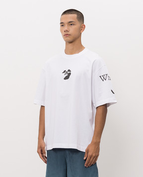 Off-White Біла футболка з брендовим принтом 44MAA120F26J004