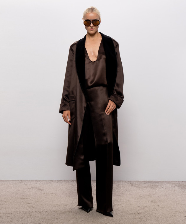 Tom Ford Коричневые брюки из шелка PAW726FAX1868 изображение 2