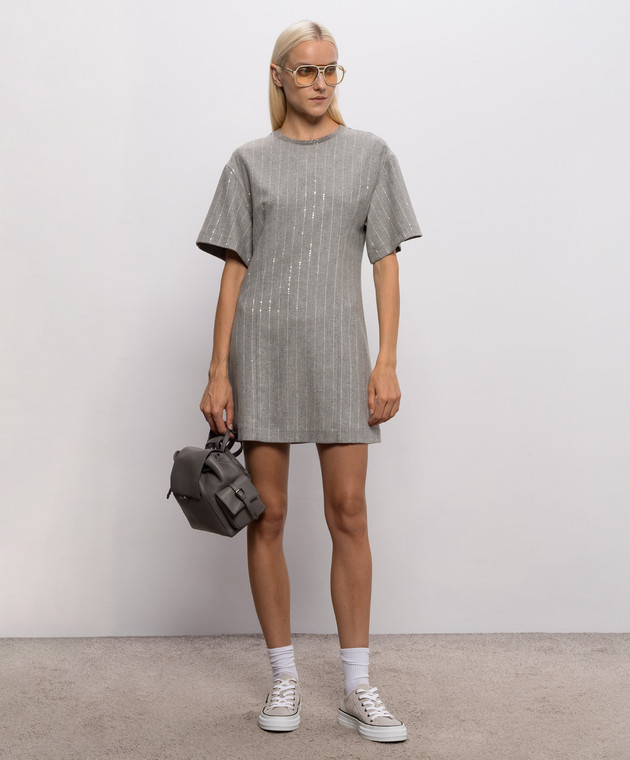 Brunello Cucinelli Серое платье с шерстью MG576AB4C1 изображение 2