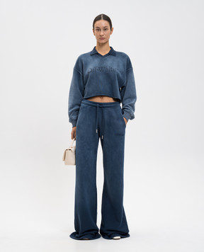 Off-White Синій світшот-поло з логотипом 2BA07BF25FLE004