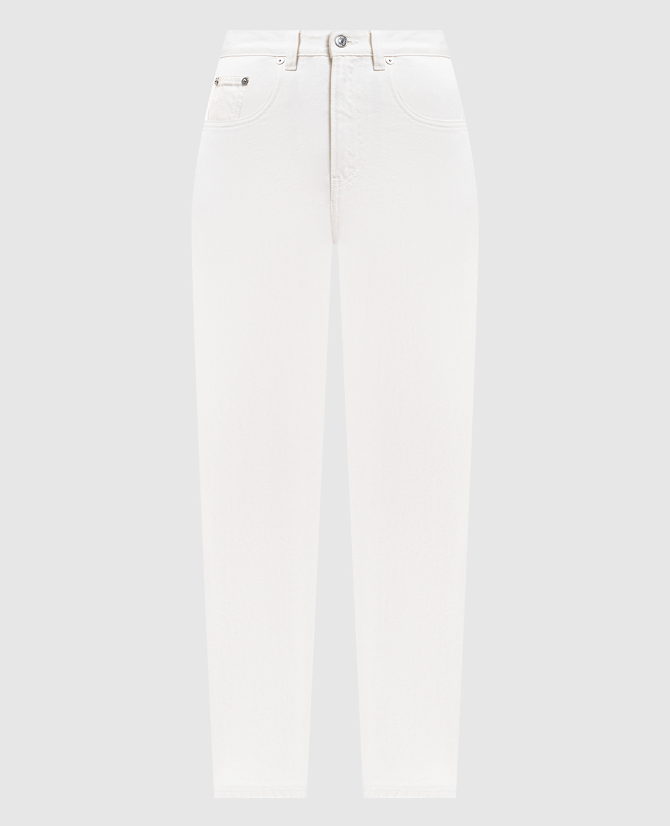 

Белые джинсы с логотип патч, Белый, Укороченные джинсы