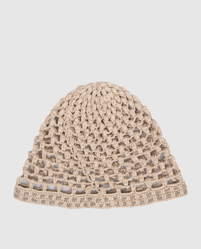 Peserico Бежева ажурна шапка з ланцюжком моніль E36222C0RCC849