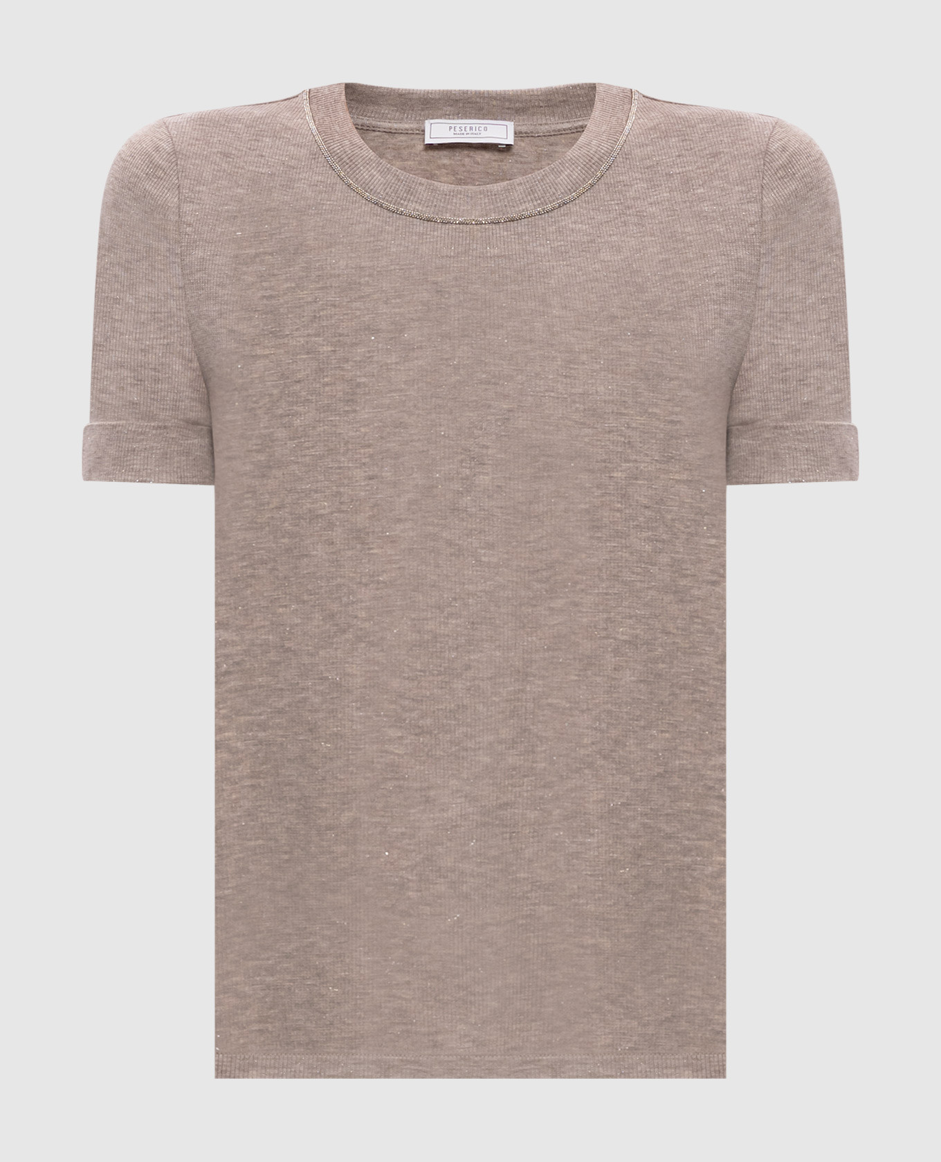Бежевая футболка с люрексом