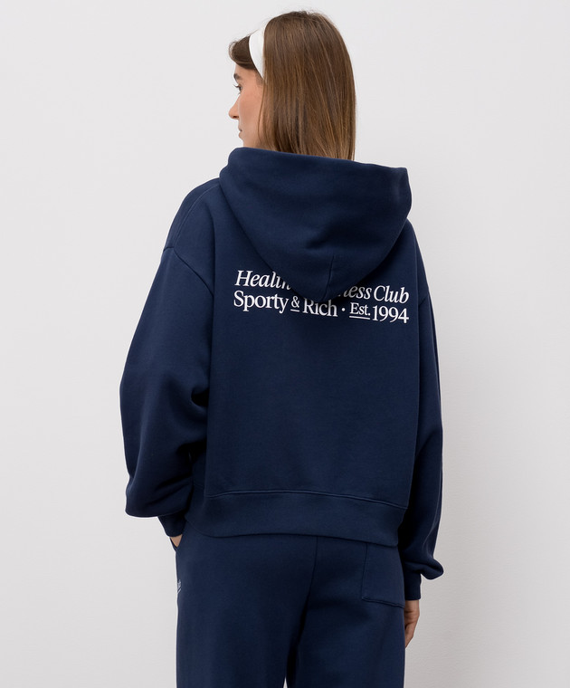 Sporty & Rich Синє худі з принтом логотипа ST095710087BL106w зображення 4