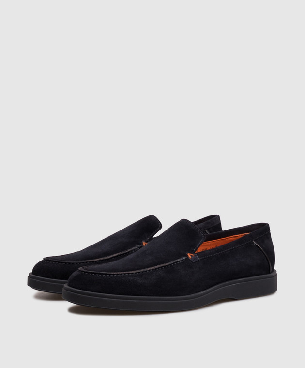 Santoni Синие замшевые лоферы MGDG17824OOTBGEX изображение 2