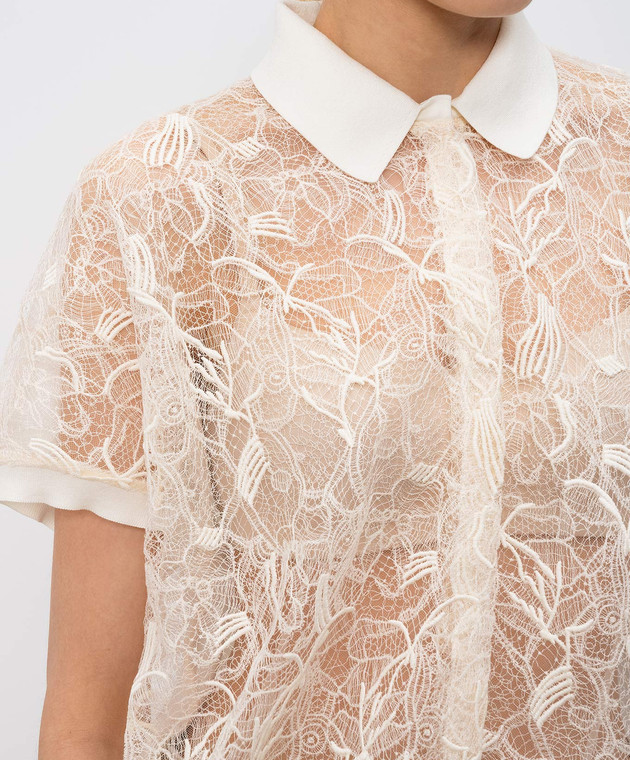 Fabiana Filippi Бежевая блуза с кружевом MAD276F462M227 изображение 5