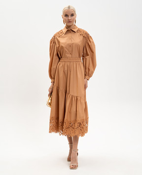 Twinset Коричнева сорочка з мереживом 261LB2AJJ