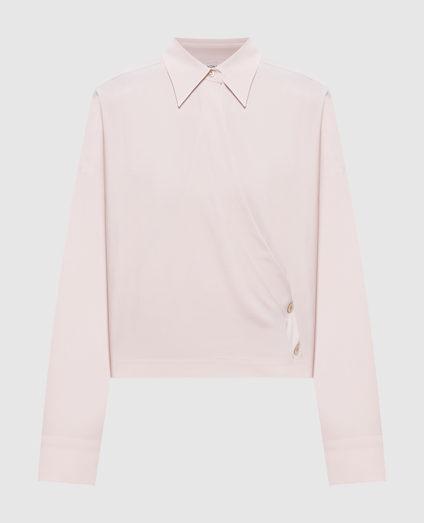 Розовая блуза с шелком на запах