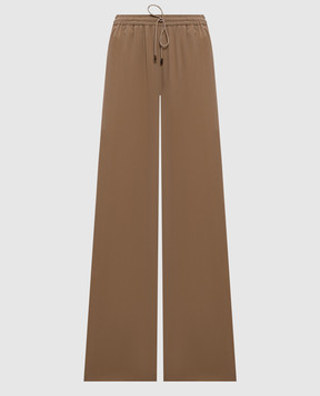 Max Mara Коричневі штани GENERO із шовку MXMGENERO