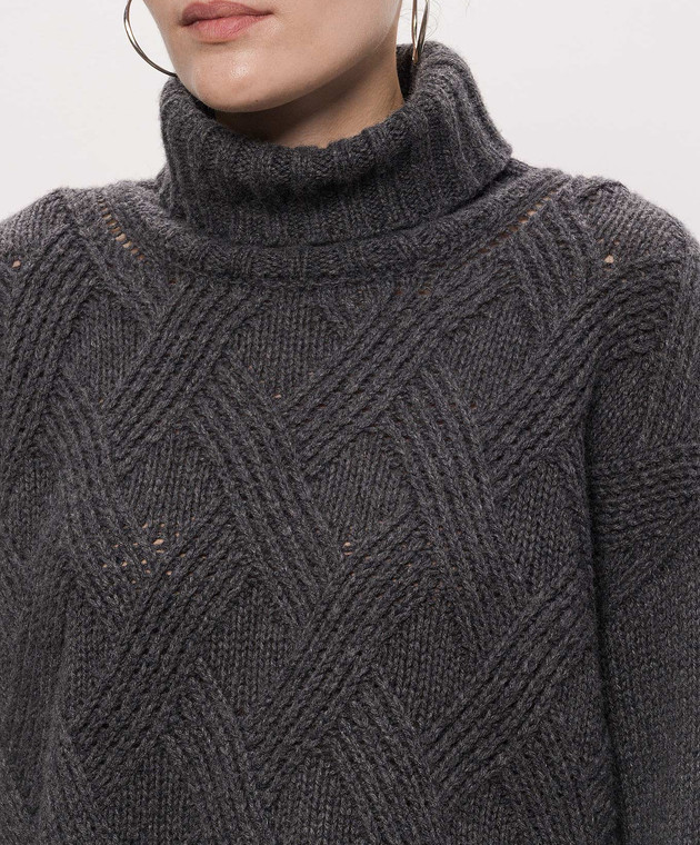 Twinset Серый свитер в узор 262TT3353 изображение 5