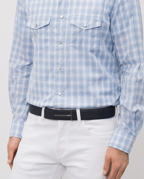 Tom Ford Темно-синий кожаный ремень TB331LCL236S