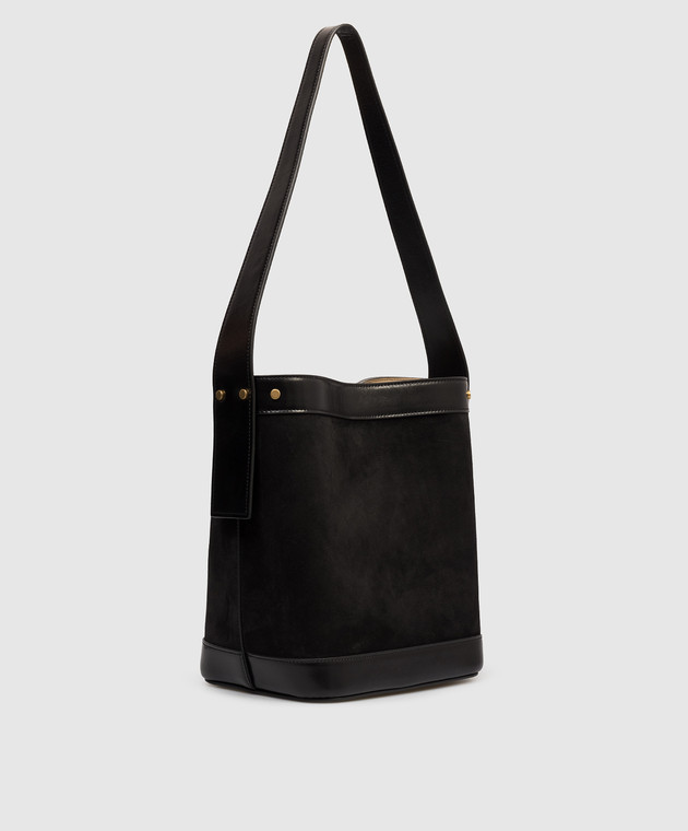 Versace Черная замшевая сумка бакет-бег Pivot 10234601A17850 изображение 3