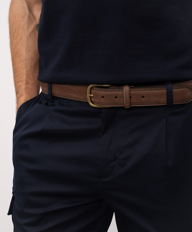 Florentino Коричневий замшевий ремінь з тисненням логотипа 126200610150 зображення 2