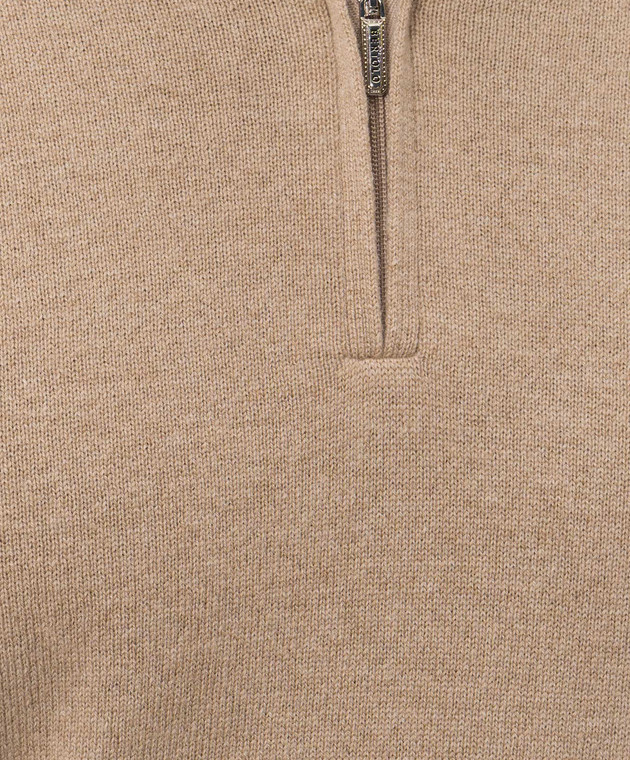 Bertolo Cashmere Бежевый свитер из кашемира с молнией 400025000005 изображение 5