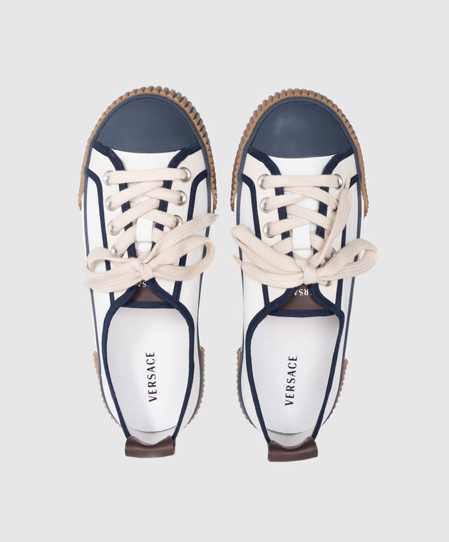 Versace Белые кожаные кеды Goliath Canvas 10248561A18389 изображение 4