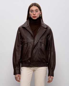 Saint Laurent Коричнева шкіряна куртка 798772YCNV2