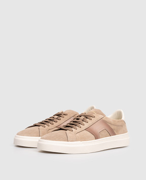 Santoni Коричневі кросівки з нубука з принтом логотипа MBGT21964PNNCFCT