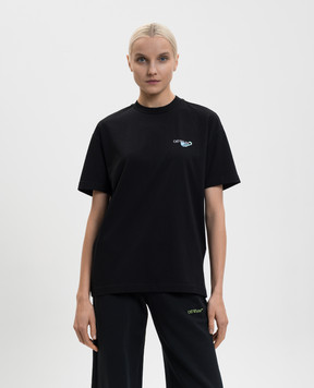 Off-White Черная футболка с принтом Soft Life 2AA089S26JER005