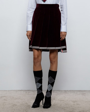 Thom Browne Бордова вельветова спідниця-плісе FGCA37NF0957