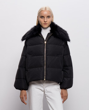 Twinset Черный пуховик с металлическим логотипом 262TP2360