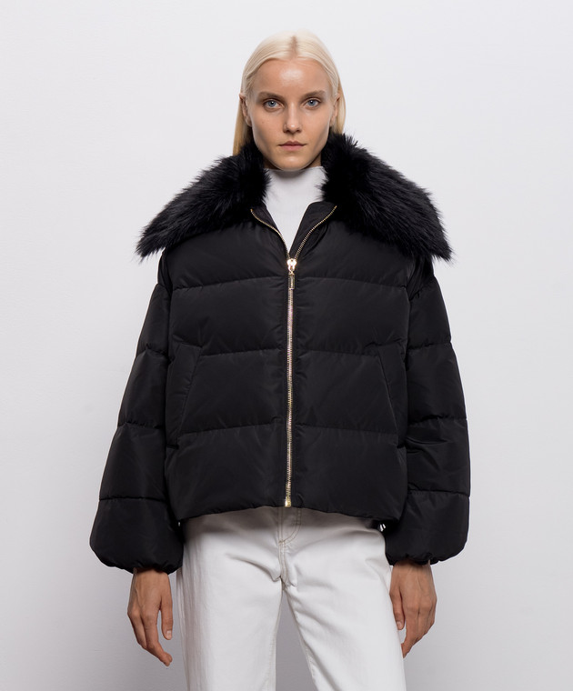 Twinset Черный пуховик с металлическим логотипом 262TP2360 изображение 3