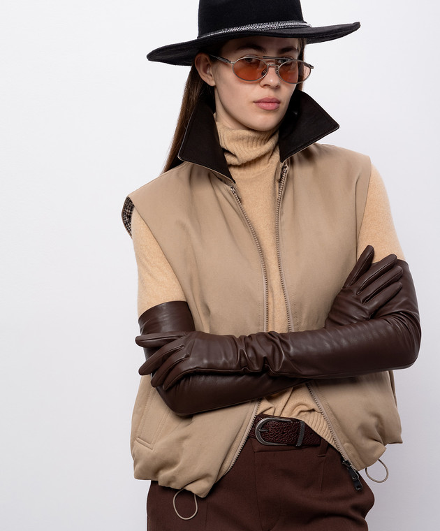 Brunello Cucinelli Бордовый кожаный ремень с цепочкой мониль M0JUMC31GP изображение 2