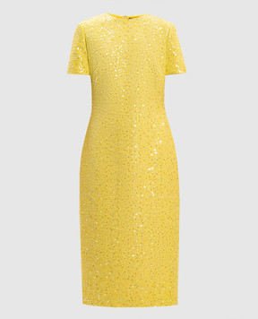 David Koma Желтое твидовое платье-футляр в пайетке RE26DK77D