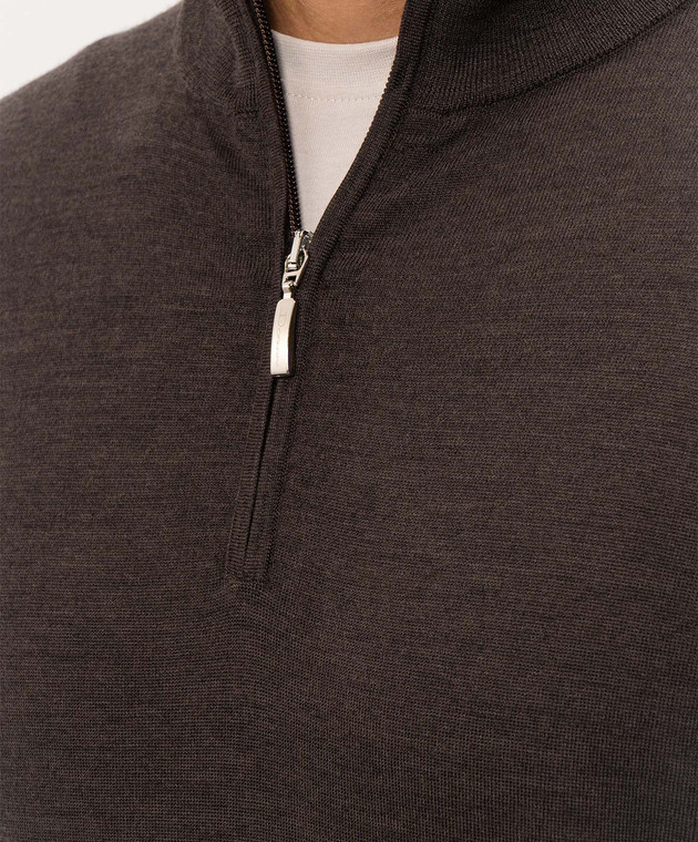 Doriani Cashmere Коричневий джемпер з вовни, шовку та кашеміру з блискавкою 1818179 зображення 5