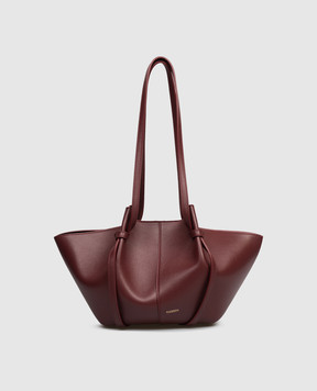 YUZEFI Бордова шкіряна сумка-тоут Mochi з принтом логотипа MOCHIBERRY