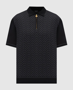 Stefano Ricci Черное поло с шелком в узоре K212037P31F26193