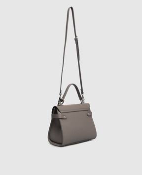 Gianni Notaro Серая кожаная сумка-сетчел Dollaro 099DOLLARONIKEL