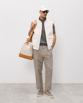 Brunello Cucinelli Серая футболка с вышивкой эмблемы M29800104