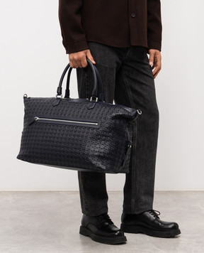 Serapian Синяя кожаная дорожная сумка с плетением SRMOSMTR707545Y021