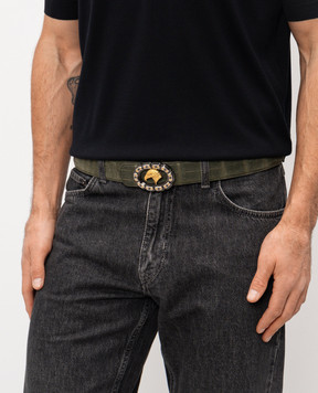 Stefano Ricci Ремень цвета хаки из кожи крокодила с эффектом нубука N381CNC582T1