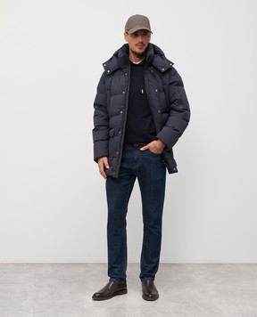 Herno Синій пуховик з принтом логотипа PI001292U12840