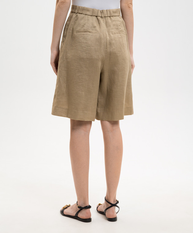 Max Mara Коричневые бермуды CARAVAN из льна MSTCARAVAN изображение 4