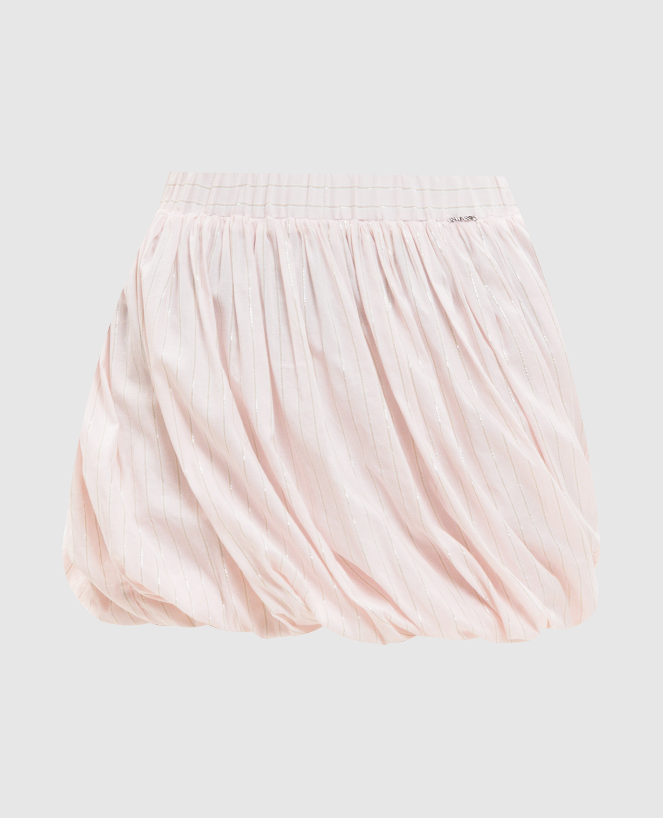 Розовая юбка в полоску с драпировкой