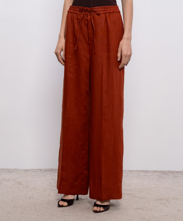 Twinset Терракотовые брюки из льна 261TT2302 изображение 2
