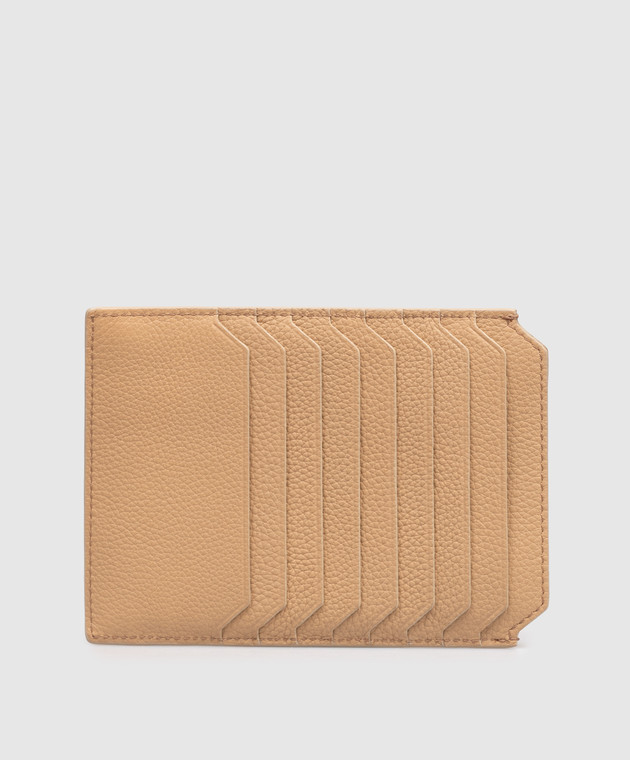 Santoni Бежевий шкіряний кархолдер з логотипом DFPPA2694FOHSIW зображення 2