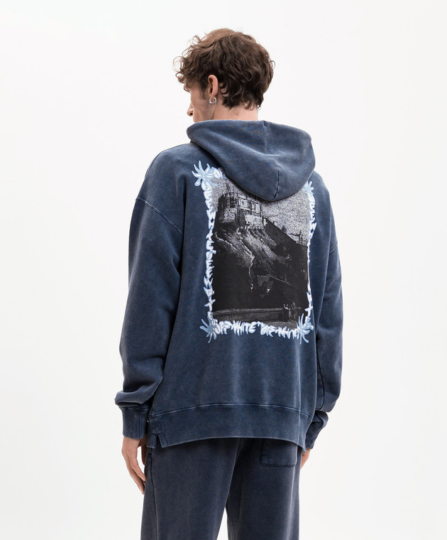 Off-White Синє худі з брендовим принтом 44MBB085S26F007 зображення 4