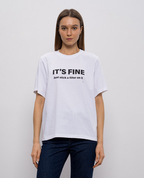 Victoria Beckham Біла футболка в принт 1126JTS007232A