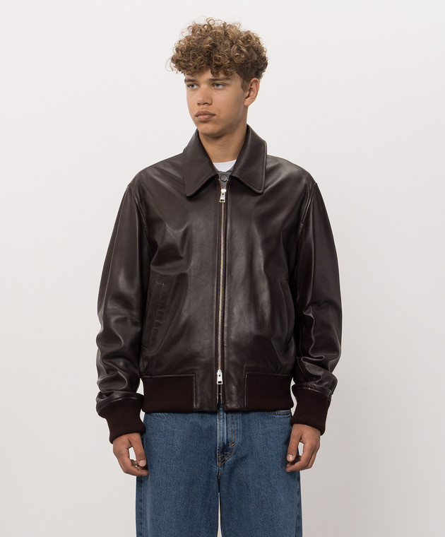 Ami Paris Бордовая кожаная куртка HJK850LH0068 изображение 3