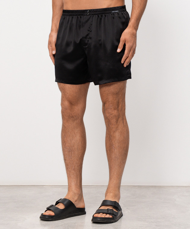 Dolce&Gabbana Черные трусы-боксеры из шелка с нашивкой логотипа M3A12TON0EC изображение 2