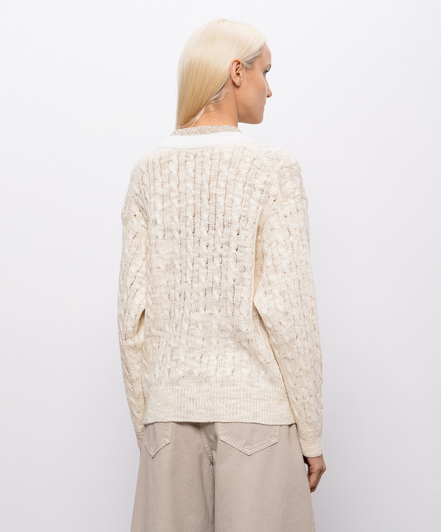 Brunello Cucinelli Бежевый кардиган с конопли и шелка MWA576306 изображение 4