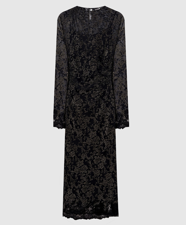 Ermanno Scervino Черное платье в цветочный узор D492Q361APWVX