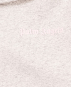 Palm Angels Дитяче утеплене сіре худі з принтом логотипа F6PAJGHS063